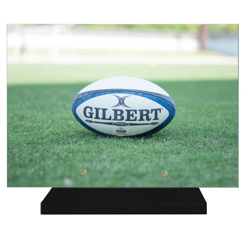 PLAQUE FUNÉRAIRE SPORT RUGBY 25 cm X 35 cm FPF10858