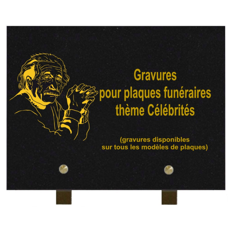 PLAQUE FUNÉRAIRE 20X30 GRANIT CÉLÉBRITÉS SUR PIEDS