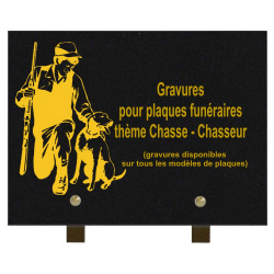 PLAQUE FUNÉRAIRE 20X30 GRANIT CHASSE CHASSEUR SUR PIEDS