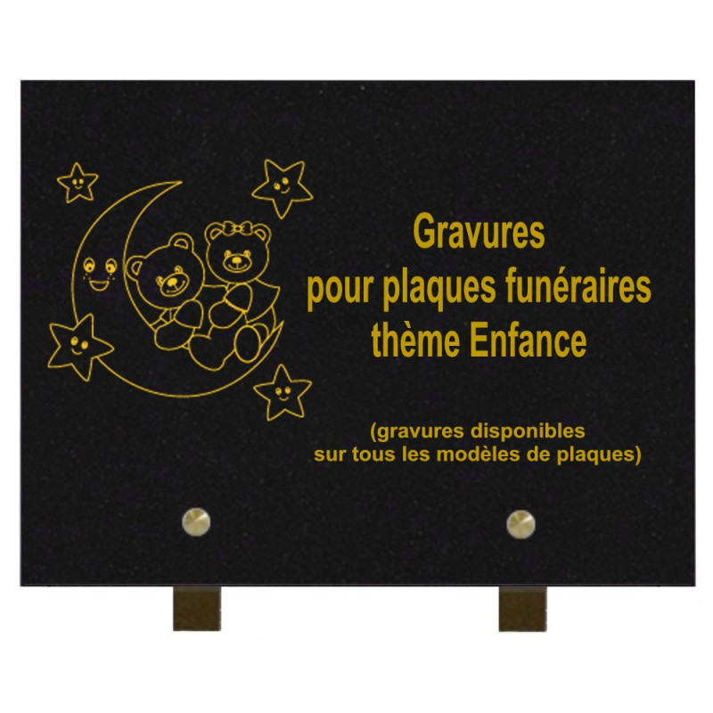 PLAQUE FUNÉRAIRE 20X30 GRANIT ENFANCE SUR PIEDS