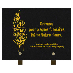 PLAQUE FUNÉRAIRE 20X30 GRANIT FLEURS SUR PIEDS