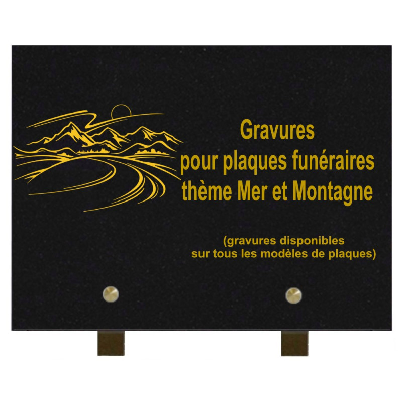 PLAQUE FUNÉRAIRE 20X30 GRANIT MER ET MONTAGNE SUR PIEDS