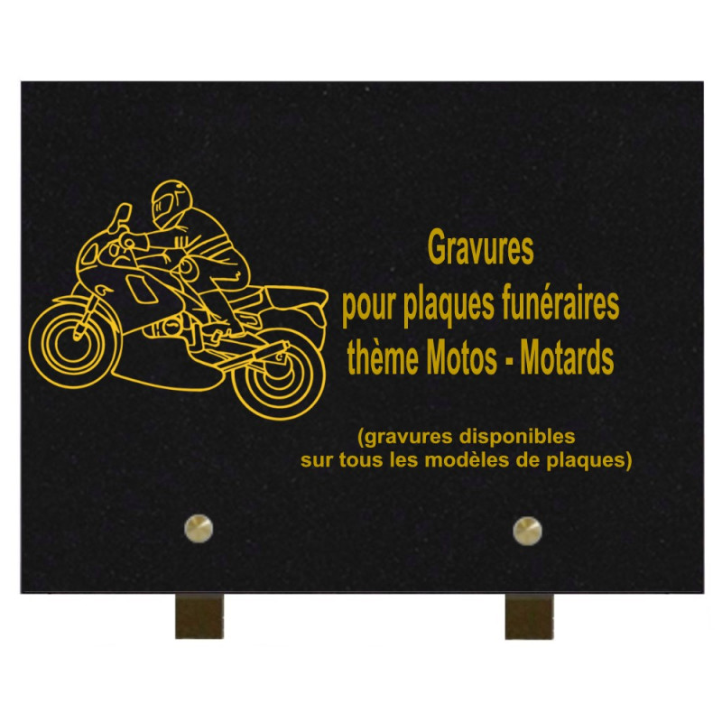 PLAQUE FUNÉRAIRE 20X30 GRANIT MOTOS MOTARDS SUR PIEDS