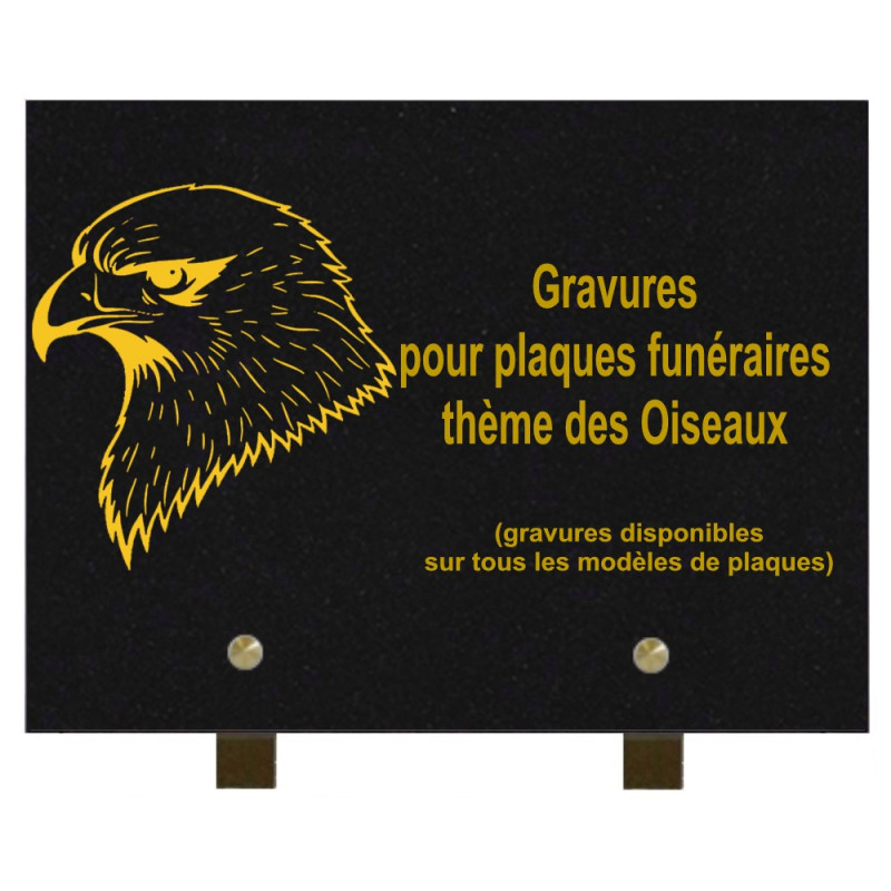 PLAQUE FUNÉRAIRE 20X30 GRANIT OISEAUX SUR PIEDS