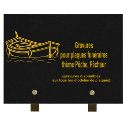 PLAQUE FUNÉRAIRE 20X30 GRANIT PÊCHE PÊCHEURS SUR PIEDS