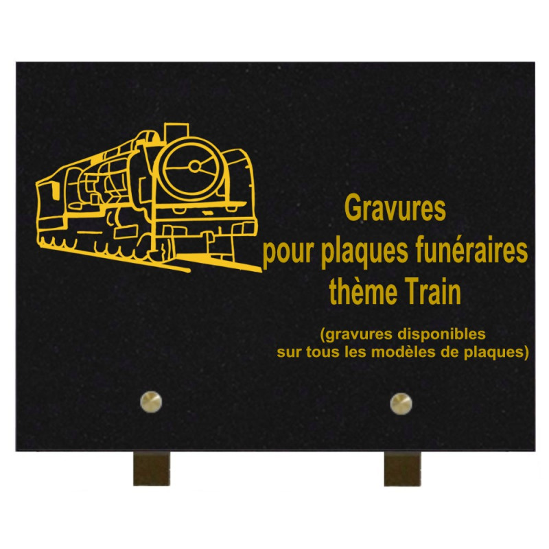 PLAQUE FUNÉRAIRE 20X30 GRANIT TRAINS SUR PIEDS