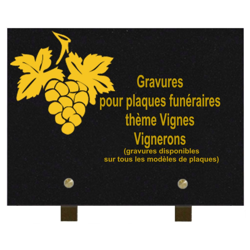 PLAQUE FUNÉRAIRE 20X30 GRANIT VIGNES ET DES VIGNERONS SUR PIEDS