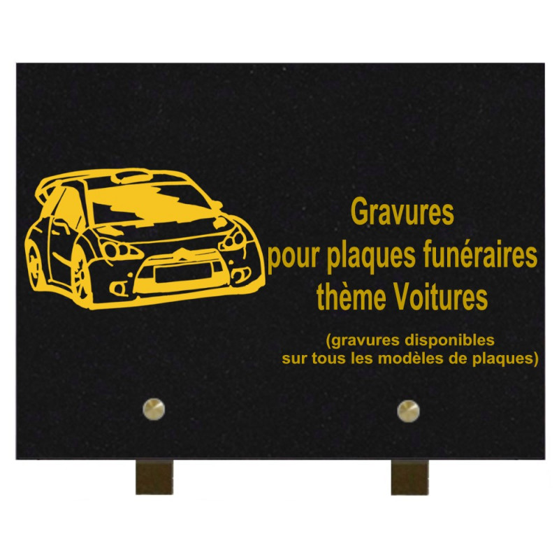 PLAQUE FUNÉRAIRE 20X30 GRANIT VOITURES SUR PIEDS