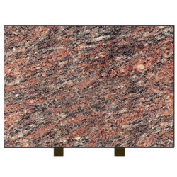 PLAQUE FUNÉRAIRE 25X35 GRANIT ROSE D'ALVA SUR PIEDS