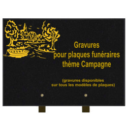 PLAQUE FUNÉRAIRE 25X35 CAMPAGNE GRANIT SUR PIEDS