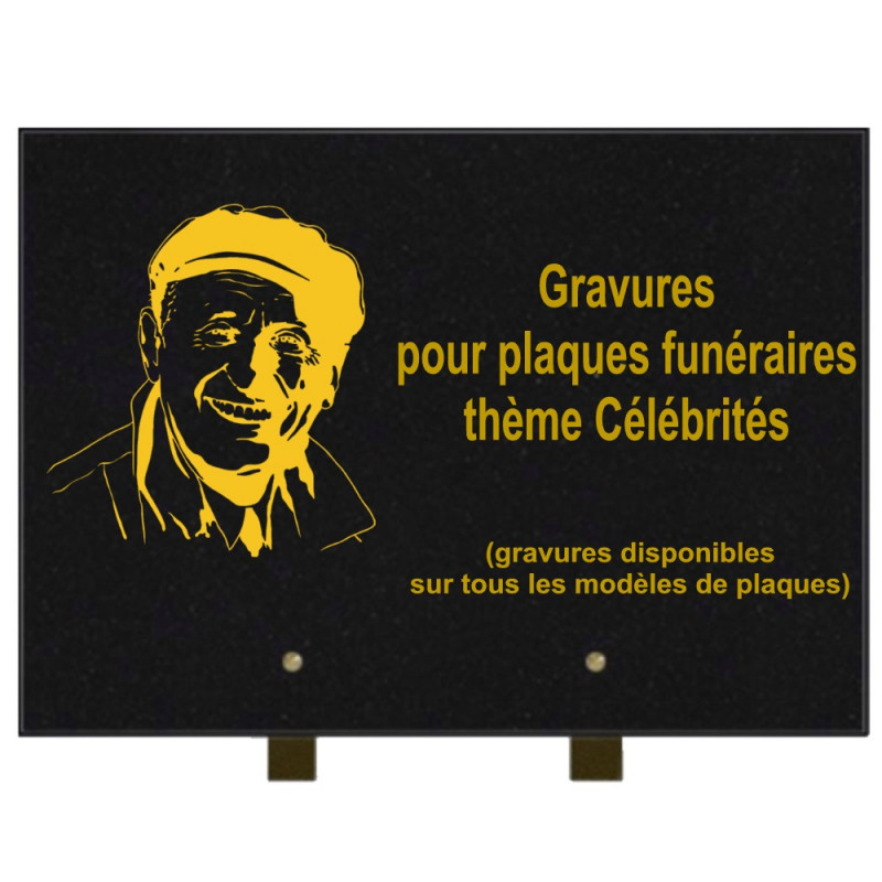 PLAQUE FUNÉRAIRE 25X35 CÉLÉBRITÉS GRANIT SUR PIEDS