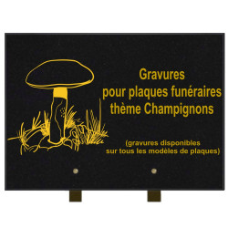 PLAQUE FUNÉRAIRE 25X35 CHAMPIGNONS GRANIT SUR PIEDS