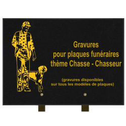 PLAQUE FUNÉRAIRE 25X35 CHASSEURS CHASSE GRANIT SUR PIEDS