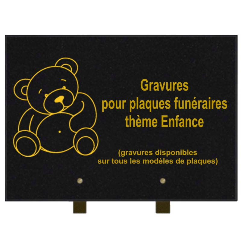 PLAQUE FUNÉRAIRE 25X35 ENFANCE GRANIT SUR PIEDS