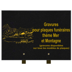 PLAQUE FUNÉRAIRE 25X35 MER ET MONTAGNE GRANIT SUR PIEDS