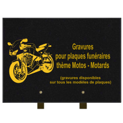 PLAQUE FUNÉRAIRE 25X35 MOTARDS MOTOS GRANIT SUR PIEDS