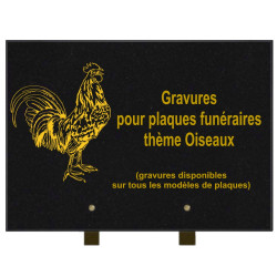 PLAQUE FUNÉRAIRE 25X35 OISEAUX GRANIT SUR PIEDS