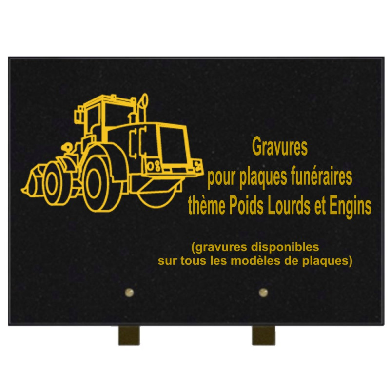 PLAQUE FUNÉRAIRE 25X35 POIDS LOURDS ET ENGINS GRANIT SUR PIEDS