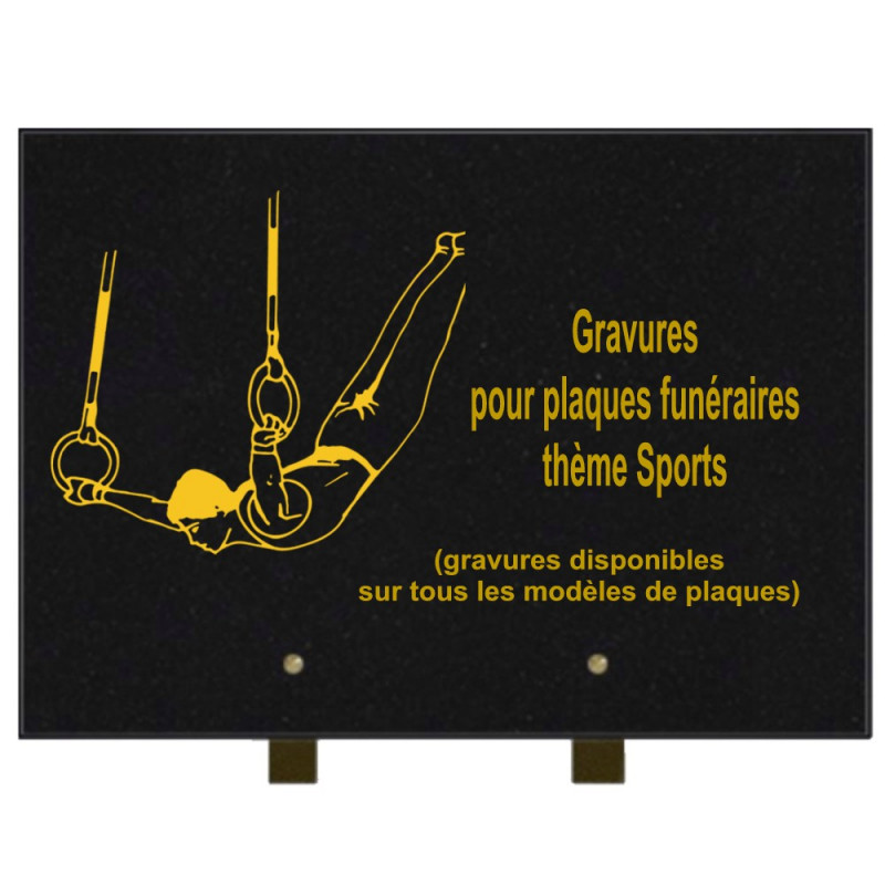 PLAQUE FUNÉRAIRE 25X35 SPORTS GRANIT SUR PIEDS