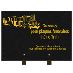 PLAQUE FUNÉRAIRE 25X35 TRAINS GRANIT SUR PIEDS