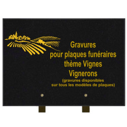 PLAQUE FUNÉRAIRE 25X35 VIGNERONS VIGNE GRANIT SUR PIEDS