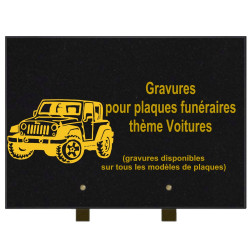 PLAQUE FUNÉRAIRE 25X35 VOITURES GRANIT SUR PIEDS