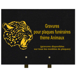 PLAQUE FUNÉRAIRE 30X40 ANIMAUX GRANIT SUR PIEDS