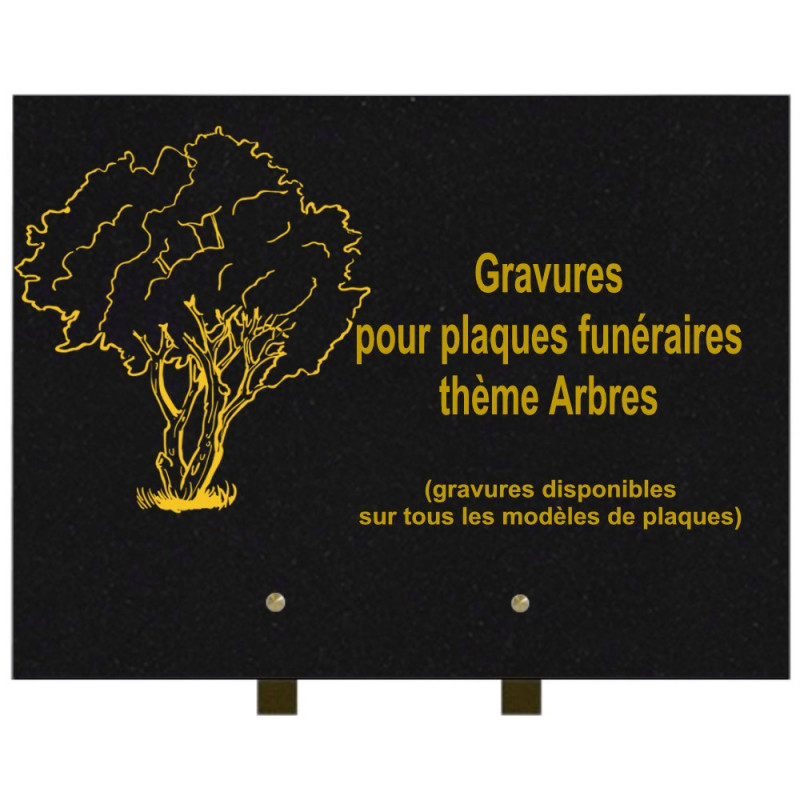 PLAQUE FUNÉRAIRE 30X40 ARBRES GRANIT SUR PIEDS