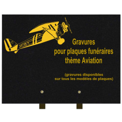 PLAQUE FUNÉRAIRE 30X40 AVIONS GRANIT SUR PIEDS