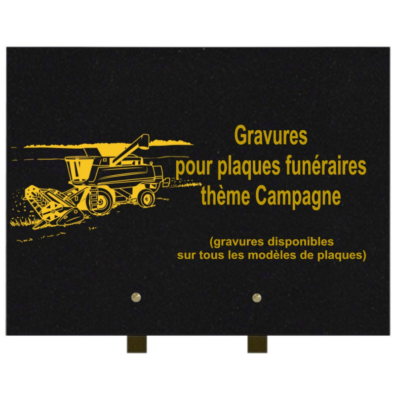 PLAQUE FUNÉRAIRE 30X40 CAMPAGNE GRANIT SUR PIEDS