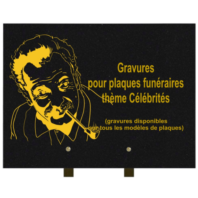 PLAQUE FUNÉRAIRE 30X40 CÉLÉBRITÉS GRANIT SUR PIEDS