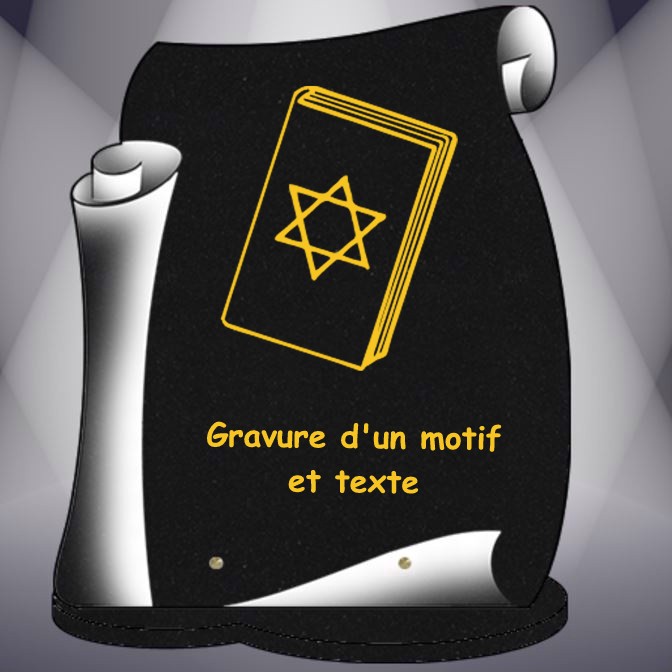 plaque funeraire parchemin en granit a graver