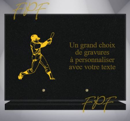 PLAQUE FUNÉRAIRE SPORT BASEBALL