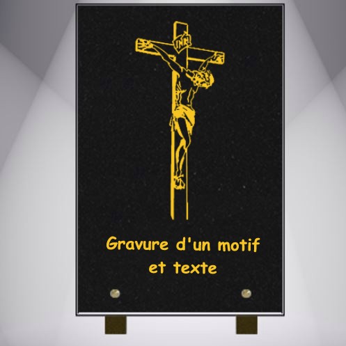 plaque funeraire gravee christ en croix