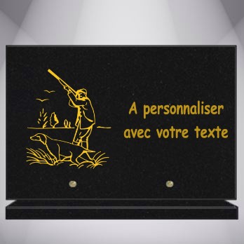 PLAQUE FUNERAIRE GRAVEE CHASSE CHASSEUR