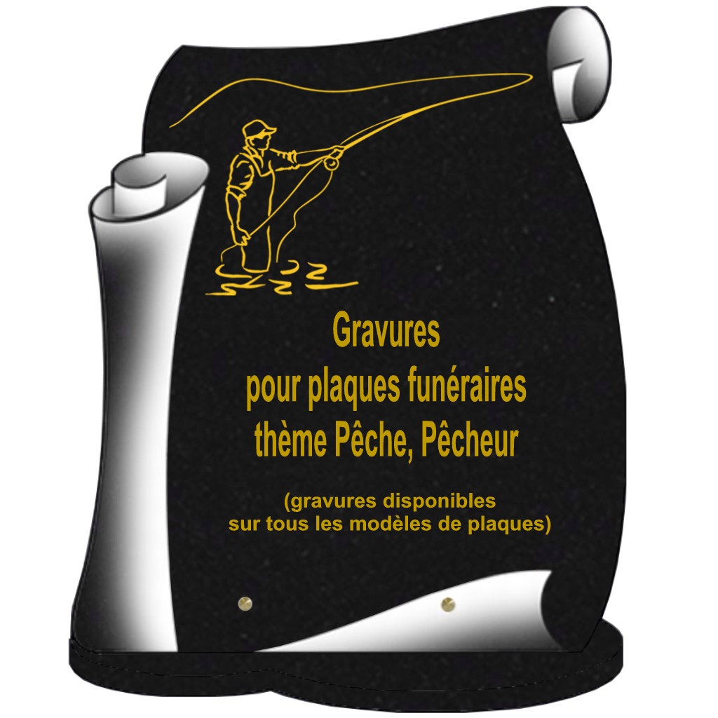 pêche pêcheur - Plaques funéraires gravées or