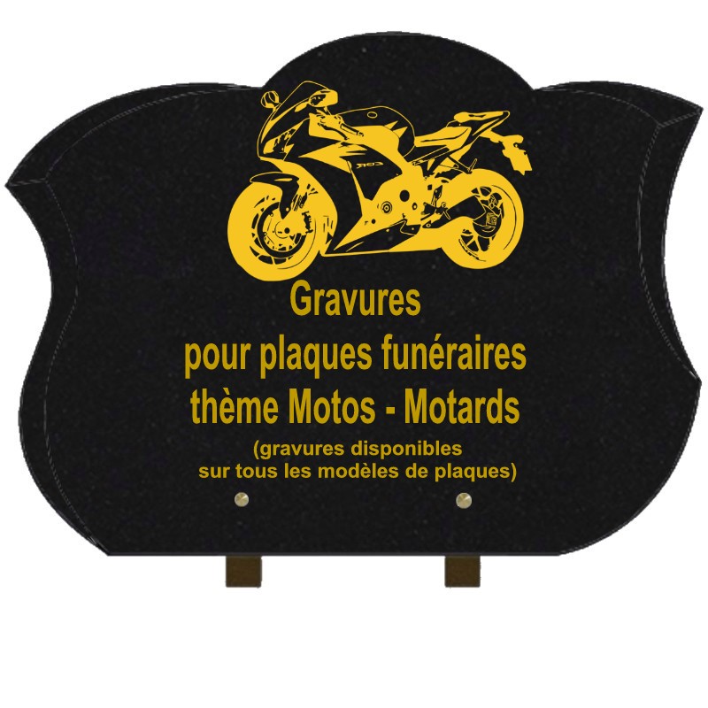 Motos Motards plaques funeraires gravees or