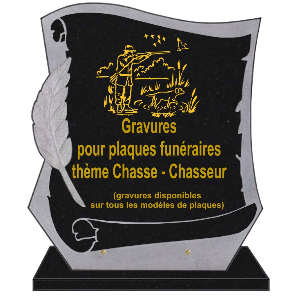 CHASSE CHASSEUR - PLAQUES FUNÉRAIRES GRANIT GRAVÉE.