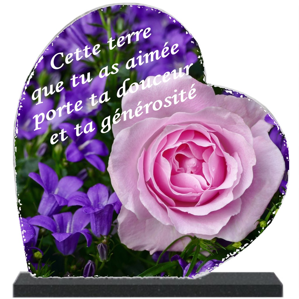 Plaque funéraire coeur en lave émaillée