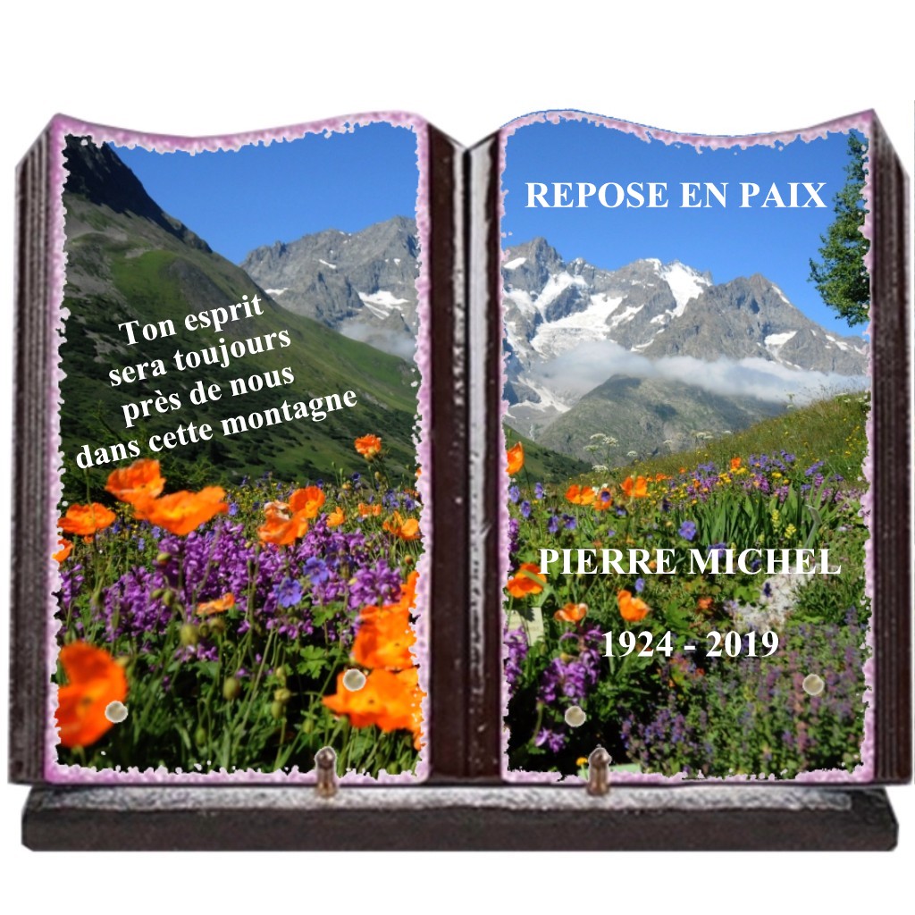 Plaque funéraire livre en lave émaillée