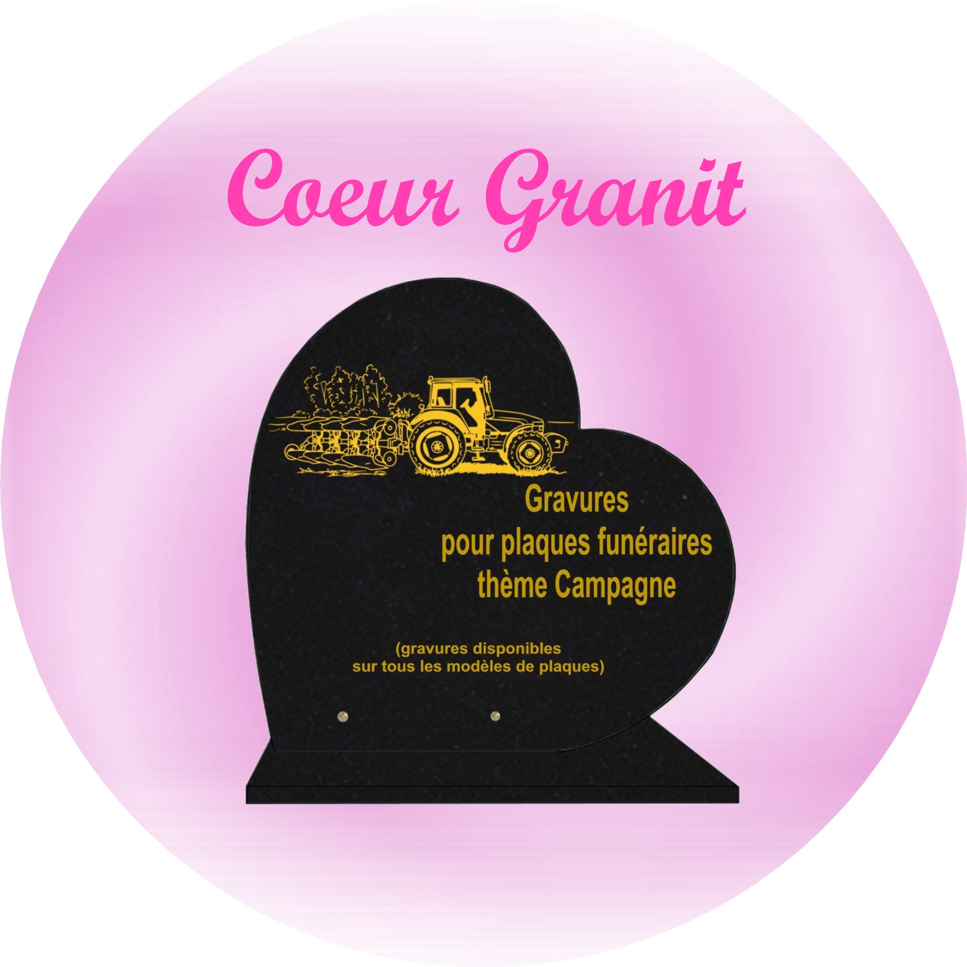 coeur Granit Plaque funéraire