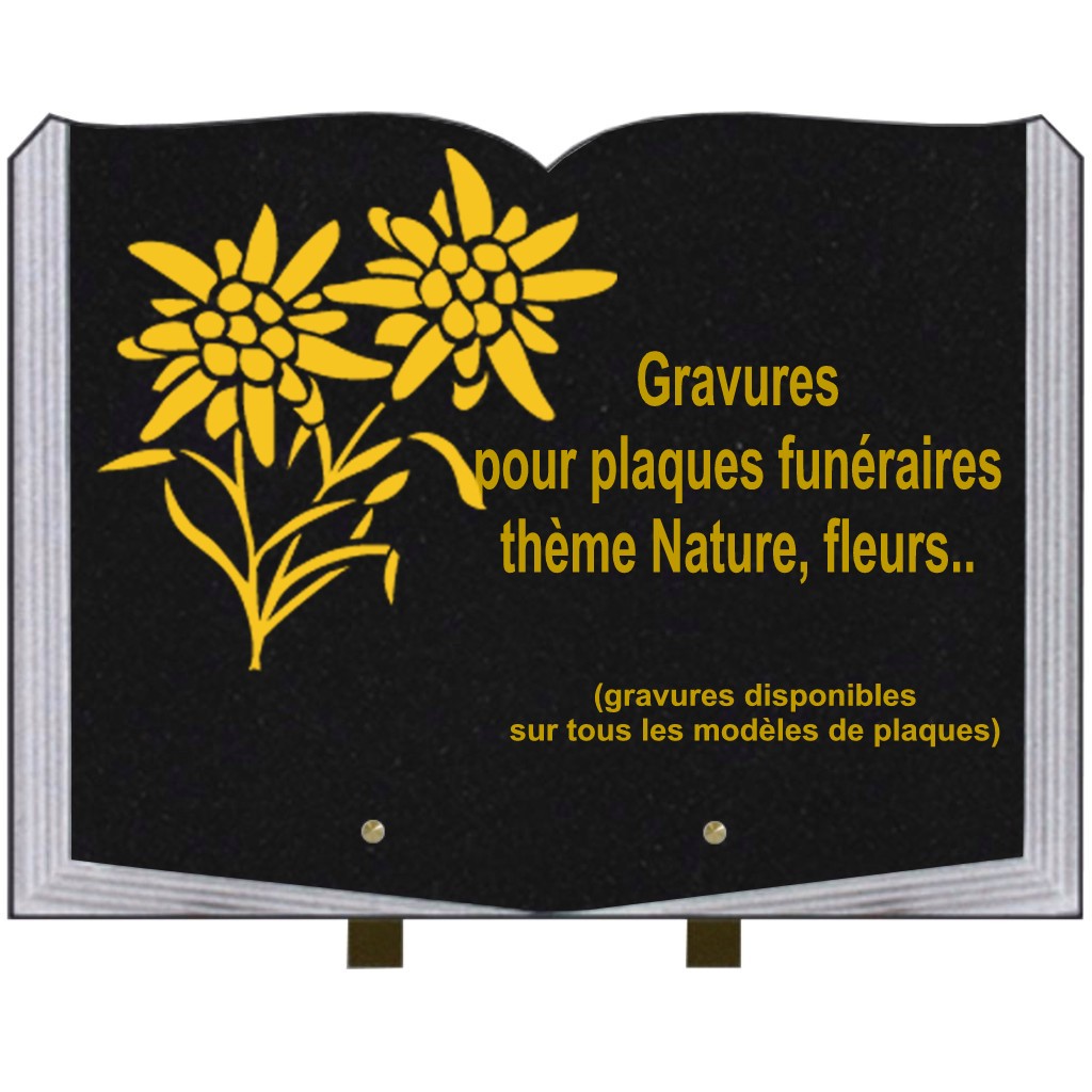 Fleurs - Plaques funéraires gravées or