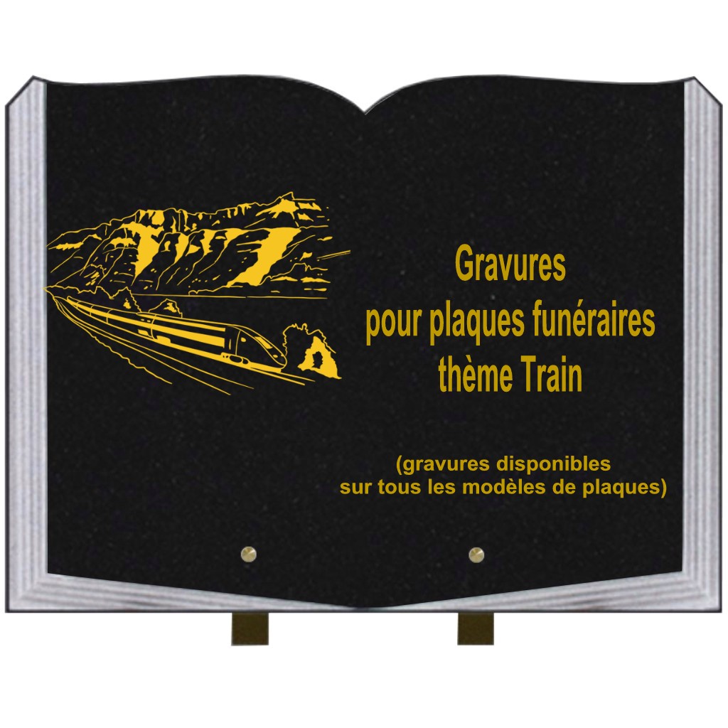 Trains - Plaques funéraires gravées or