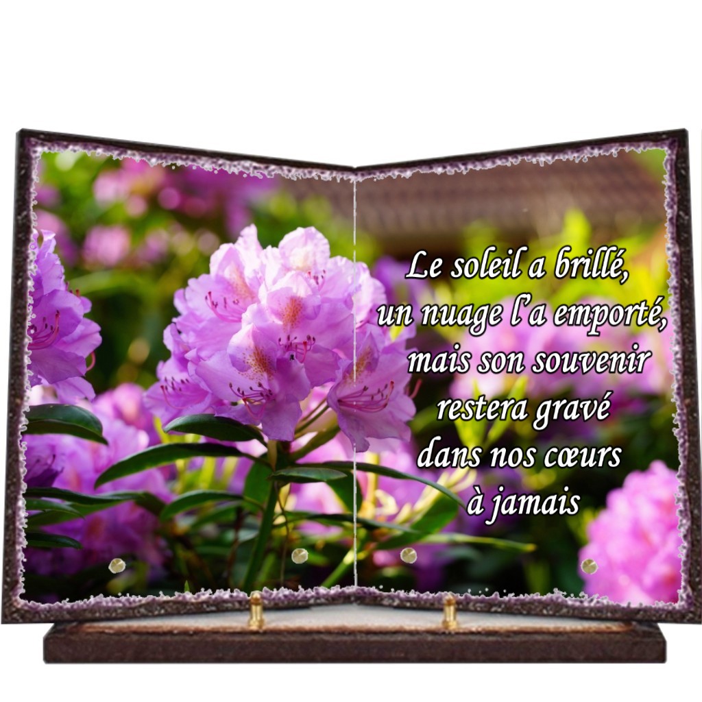 Plaque funéraire livre en lave émaillée