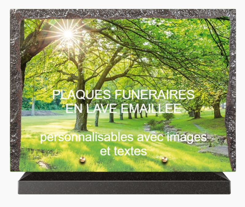PLAQUE FUNERAIRE LAVE EMAILLEE THUIN
