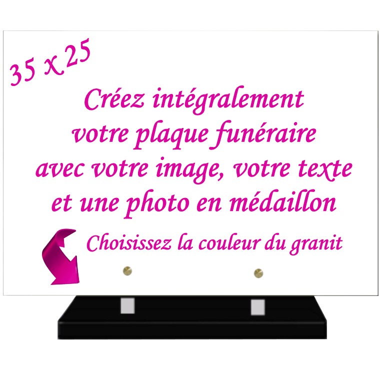 PLAQUE FUNÉRAIRE 100% PERSONNALISÉE rectangulaire 35x25