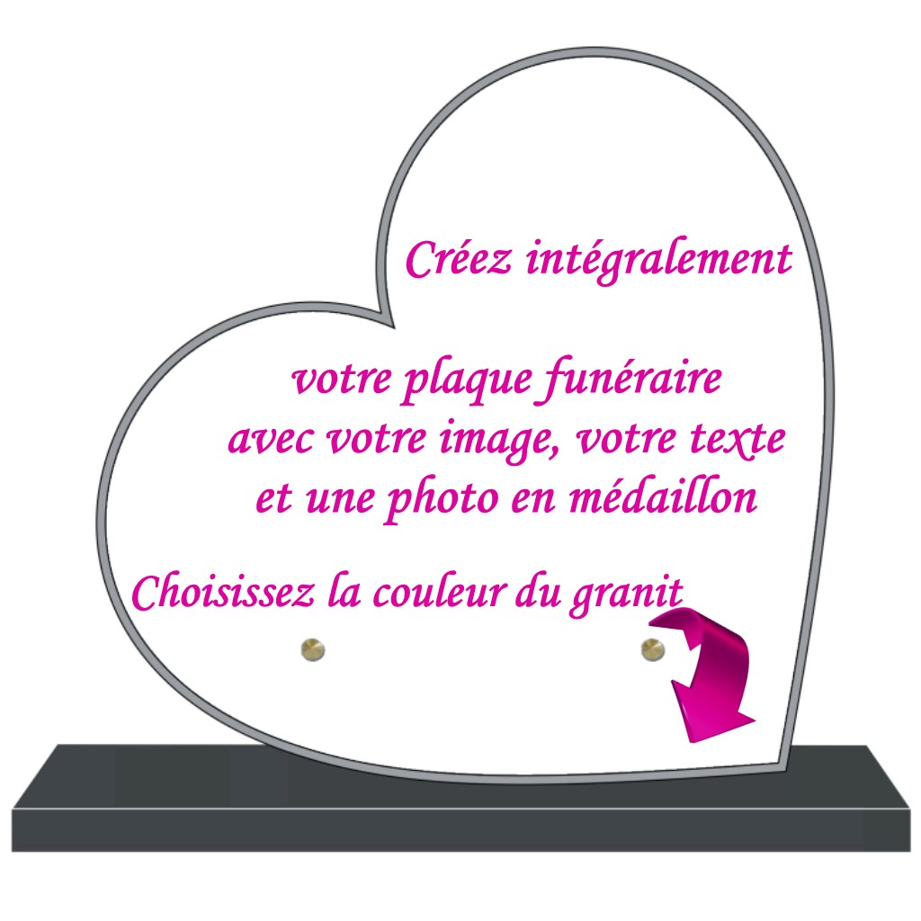 PLAQUE FUNÉRAIRE 100% PERSONNALISÉE  coeur 20x20