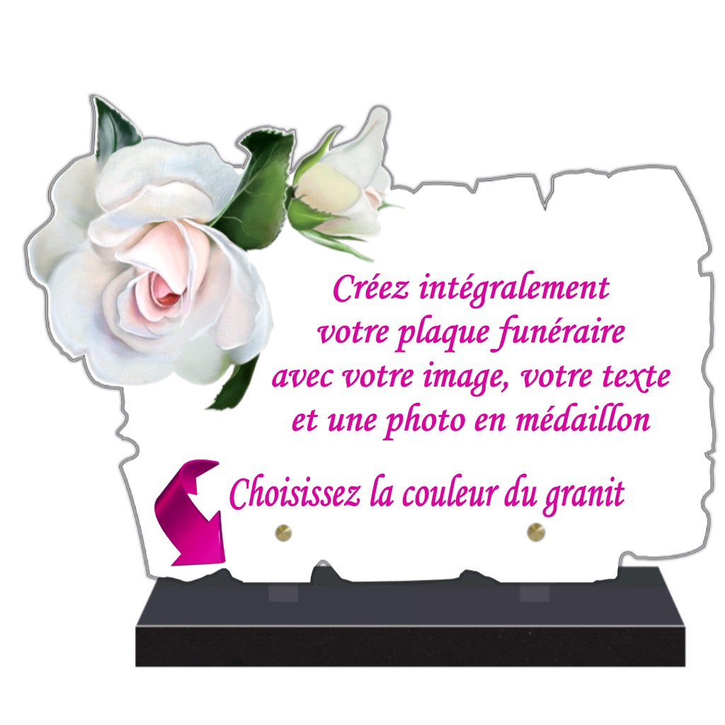 PLAQUE FUNÉRAIRE 100% PERSONNALISÉE fleurs